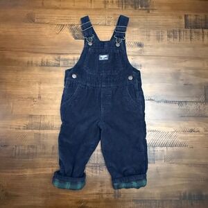 OshKosh Corduroy‎ Overalls Plaid Cuffed Adjustable Straps Kids Size 2T